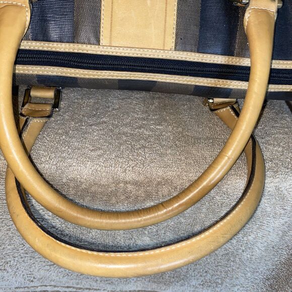 Vintage 80s Fendi Gorgeous Leather Stripe Handbag Purse - Picture 8 of 13